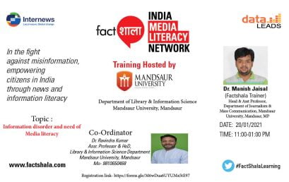 One day Training Programme on Information Disorder and Media Literacy