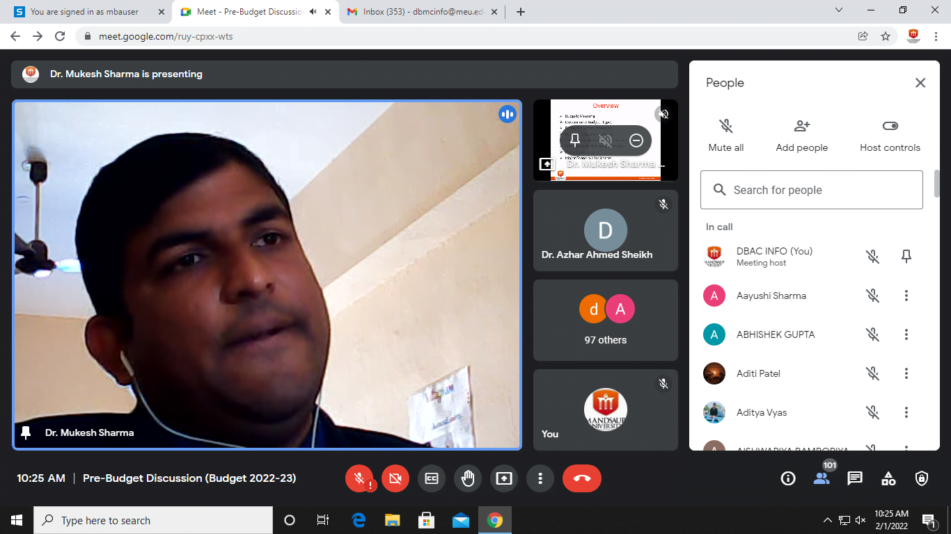 Pre-Budget Discussion and Live Telecast of Budget 2022-23 Pre-Budget Discussion and Live Telecast of Budget 2022-23